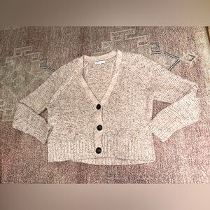 American eagle Heather pink and grey boxy v neck cardigan size medium NWOT